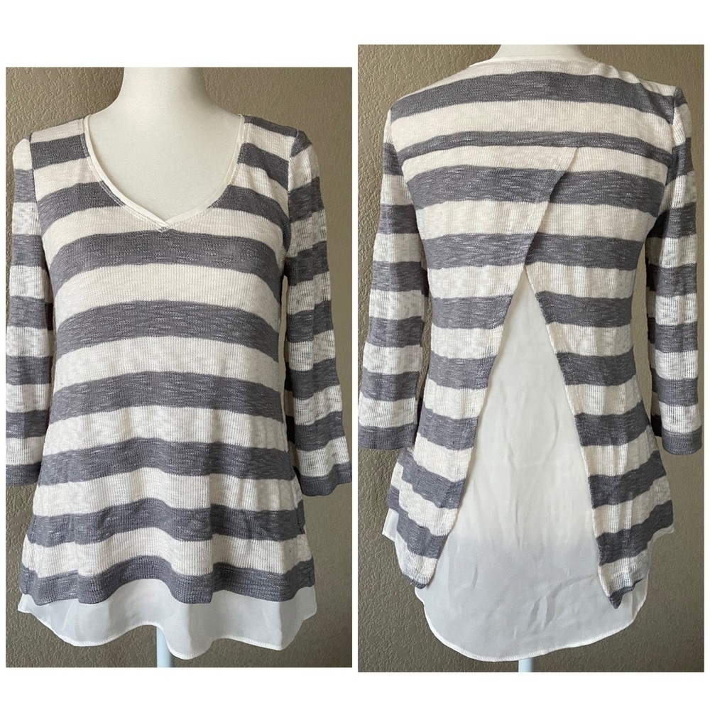 WHBM Grey and Ivory open back sweater - XXS